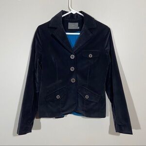 Vitamina Blazer Jacket Navy Blue Corduroy
